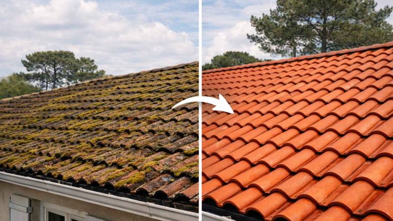 Toiture en tuiles rouges à Audenge 