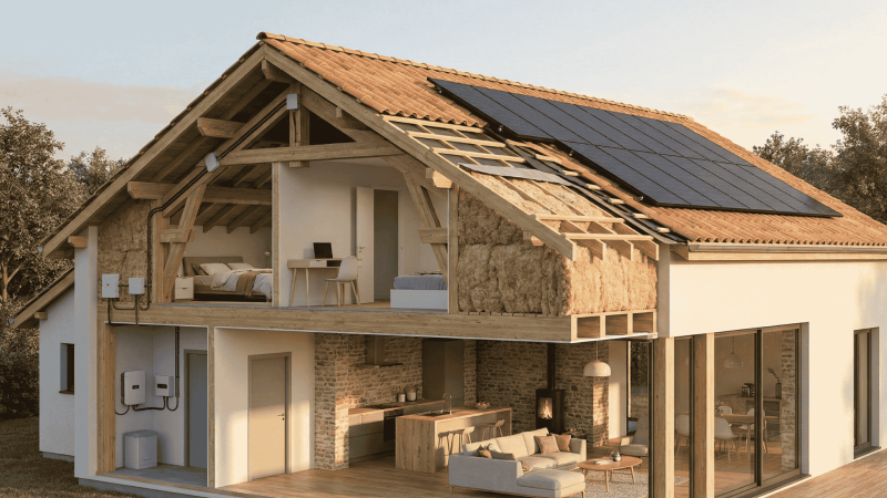 maison panneaux solaire et isolation 